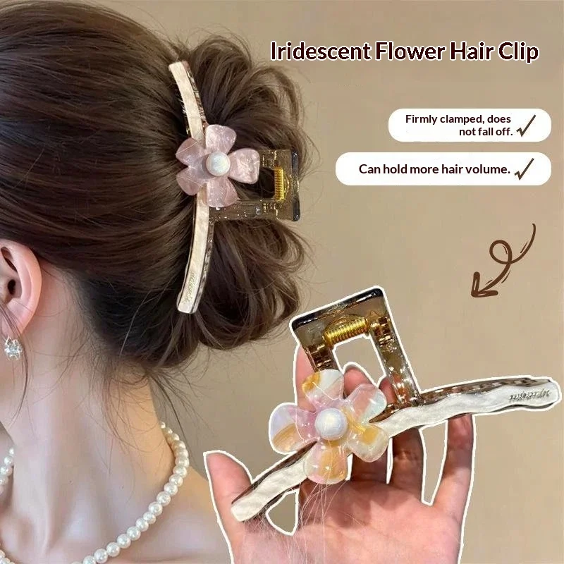 Faux Pearl Decor Heart Shaped Hair Claw Non Slip Grip Strong Hold For Daily Wear Parties Weddings