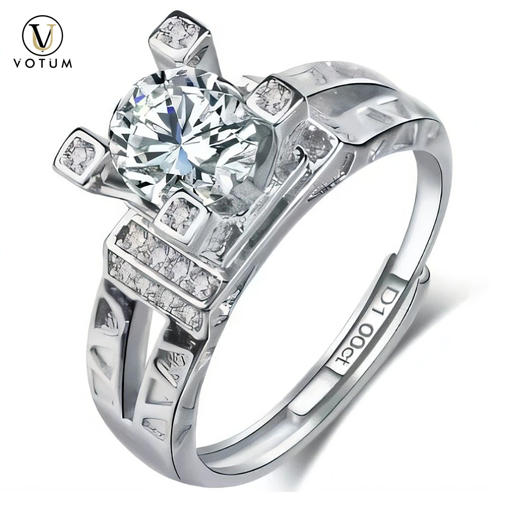 

Votum Fashion 925 Silver 1ct Wedding Ring Moissanite Diamond with Certificate White Gold Plated Jewelry for Women Dropshipping