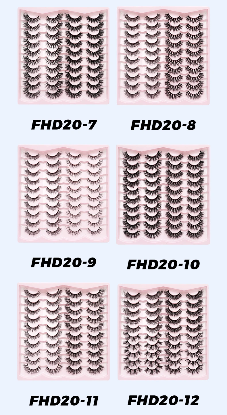 DINGSEN 20 Paar 3D-Wimpern aus Kunstnerz, dicke, wiederverwendbare Wimpern, flauschige Wimpern, Cosplay, Schönheits-Make-up, falsche Wimpern – Detail 8