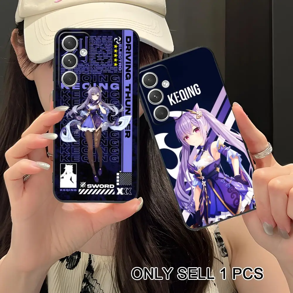 Game GI Keqing Phone Case for Samsung Galaxy S26 S25 S24 S23 S22 S21 S20 Note20 Plus FE Ultra Soft TPU Shockproof Cover