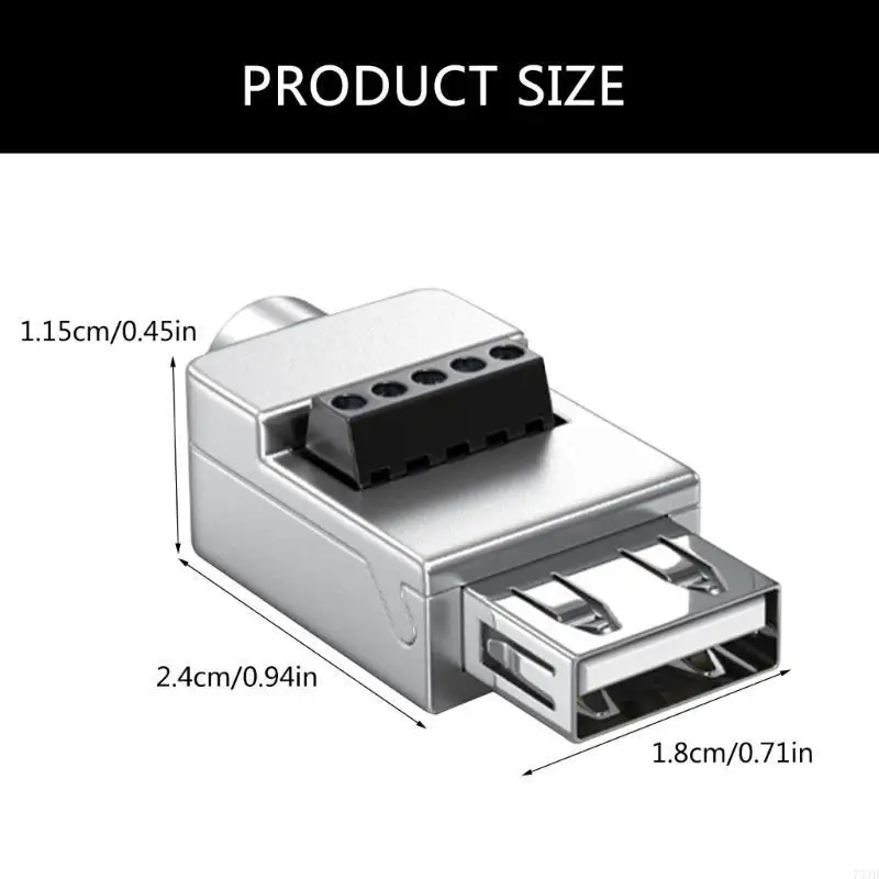 77JD USB2.0 Lötloser Adapter Metallfall USB 2.0 männlicher Terminalblockdatenanschluss