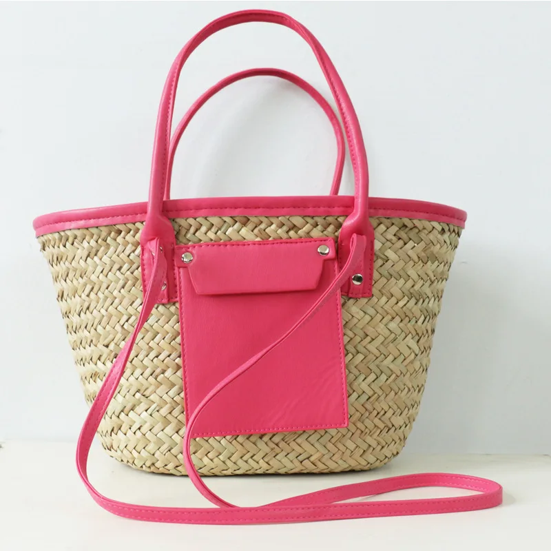 Sommer Strand Tasche Designer Wicker Woven Schulter Umhängetaschen Luxus Casual Große Kapazität Tote Rattan Frauen Große Handtaschen Purs