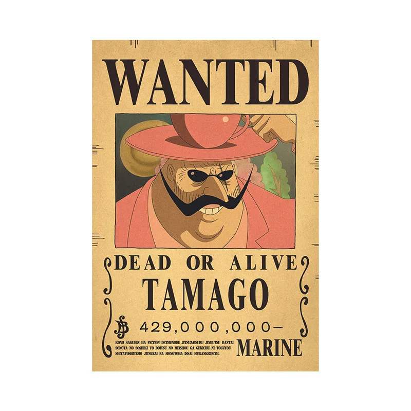 Anime One Piece Straw Hat Pirates Wanted Poster Stickers Vintage Painting Kid Bed Room Living Wall Decorate Kawaii Adult Men Toy