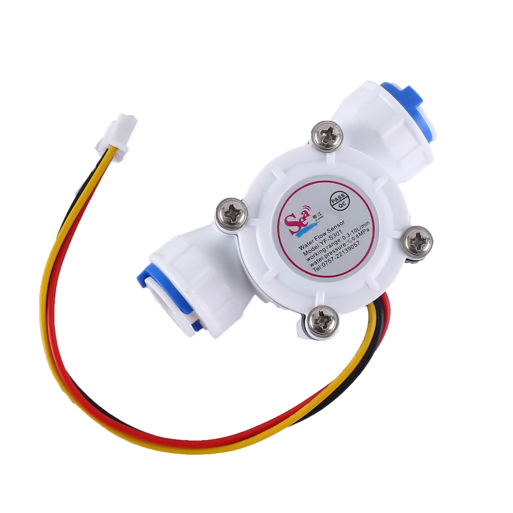 

Hall Water Flow Sensor YF-S301 5V Turbine 0.3-10L/Min for 3/8" PE Pipe Water dispenser water inlet switch