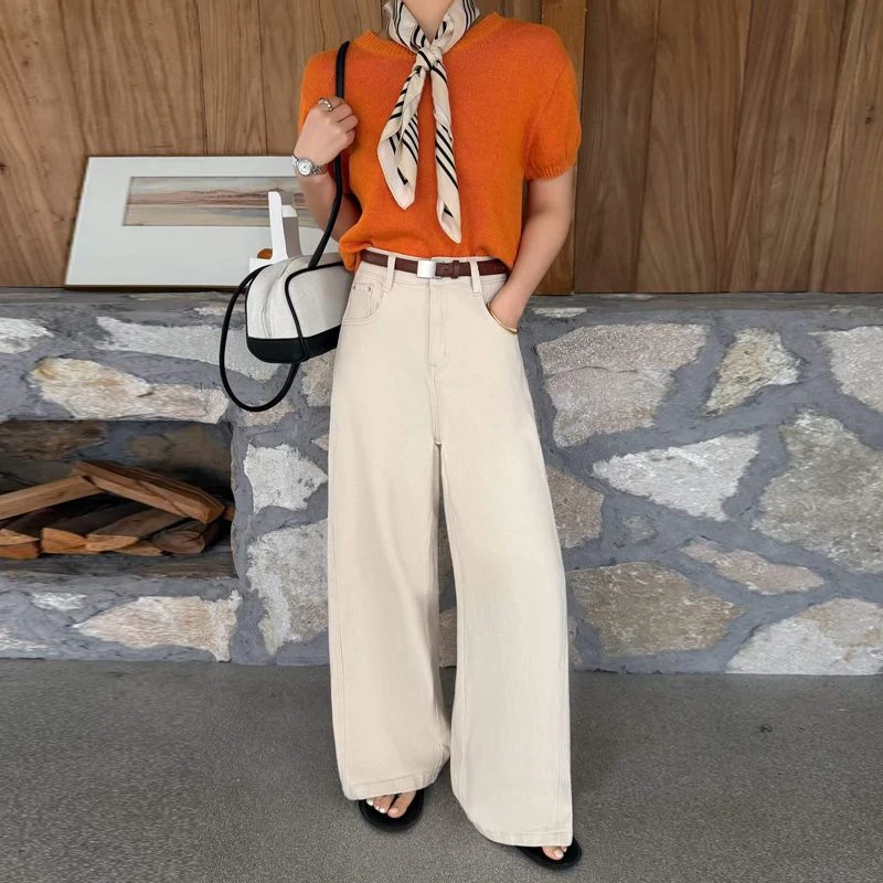 

ZHISILAO New Loose Baggy Wide Leg Jeans Women Vintage High Waist Floor Length Denim Pants Streetwear 2026