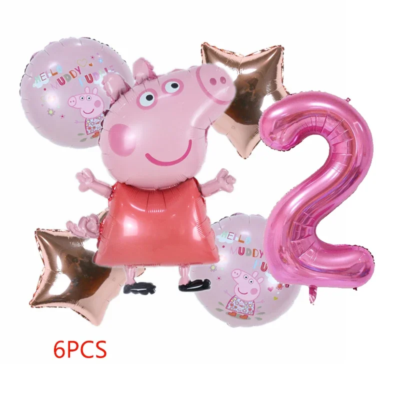 Peppa Pig Cartoon Balloon Party DIY Decoration Kid\'s Birthday Party Background Decoration Supplies Movable Doll Toy Girl Gift