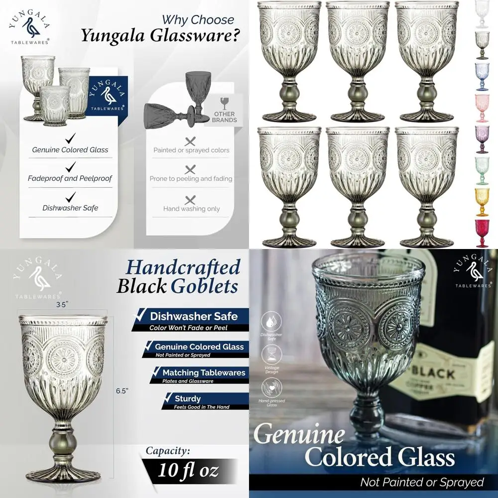 

Набор из 6 винтажных бокалов для вина с рельефным узором (Hobnail), 10 унций, можно мыть в посудомоечной машине