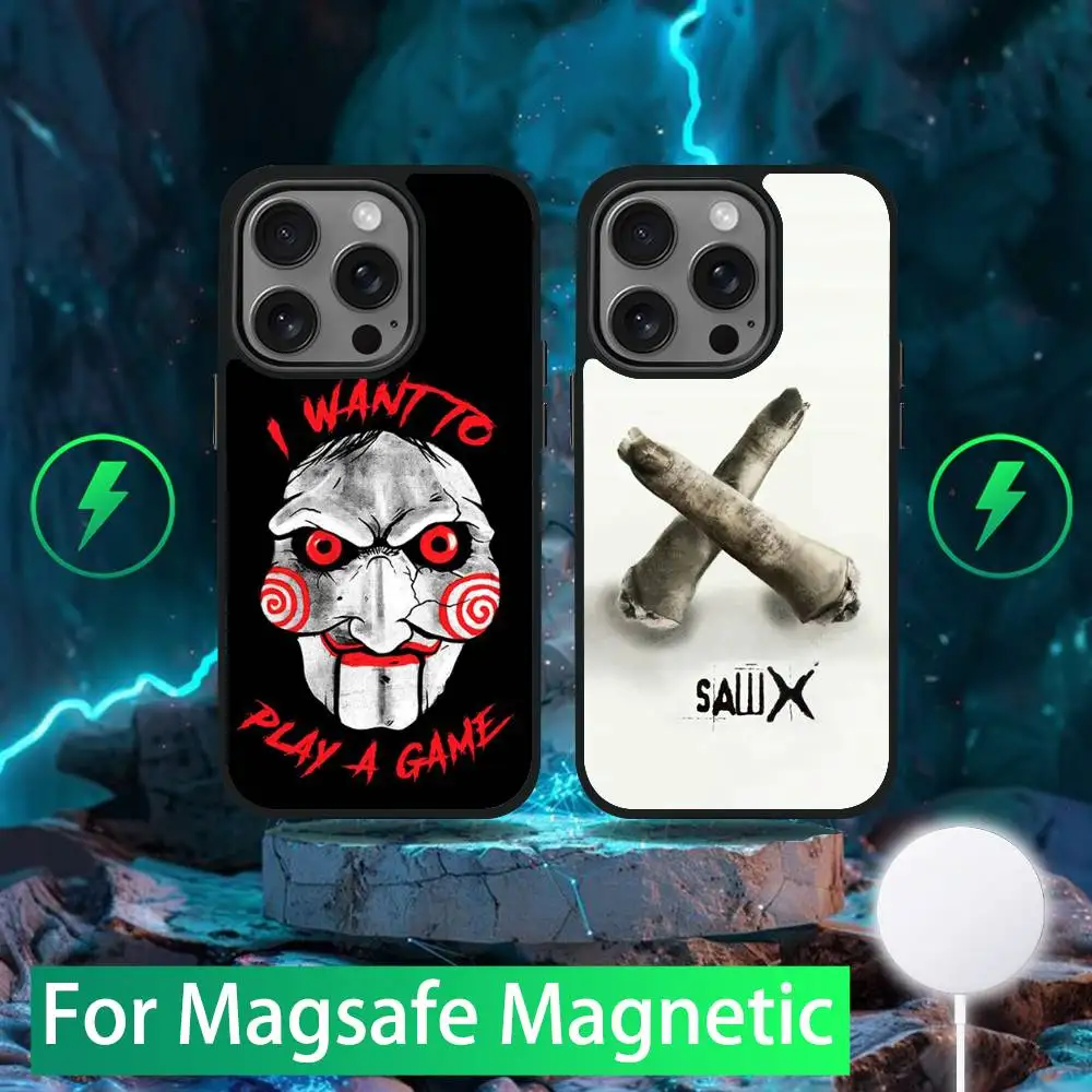 

Horror Film S-Saw X Phone Case For iPhone 16,15,14,13,12,11,Pro,Max,Plus,Mini,SE New Magsafe Magnetic Wireless Charging