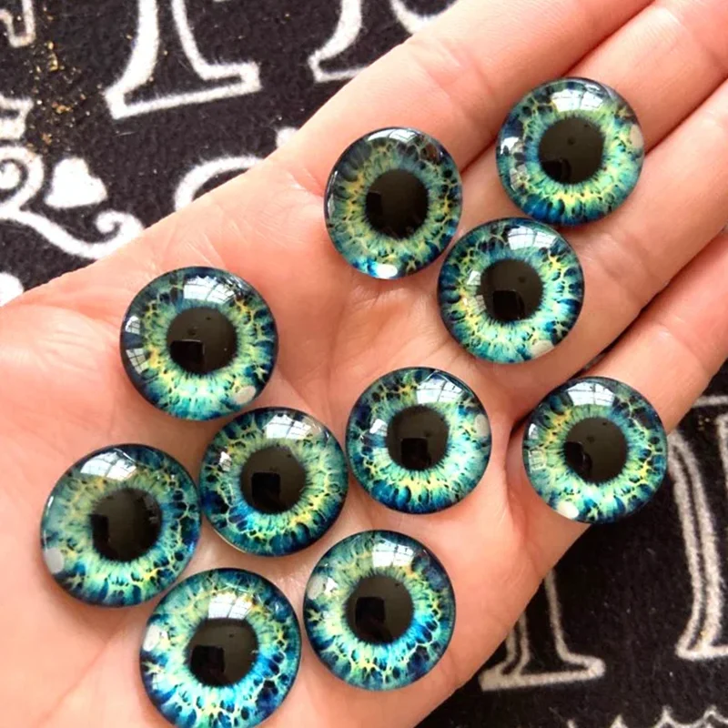 FLTMRH men and women red green colored yellow blue glass eyes cabochon round 6MM-30MM EyeToys DIY jewelry accessories pupil