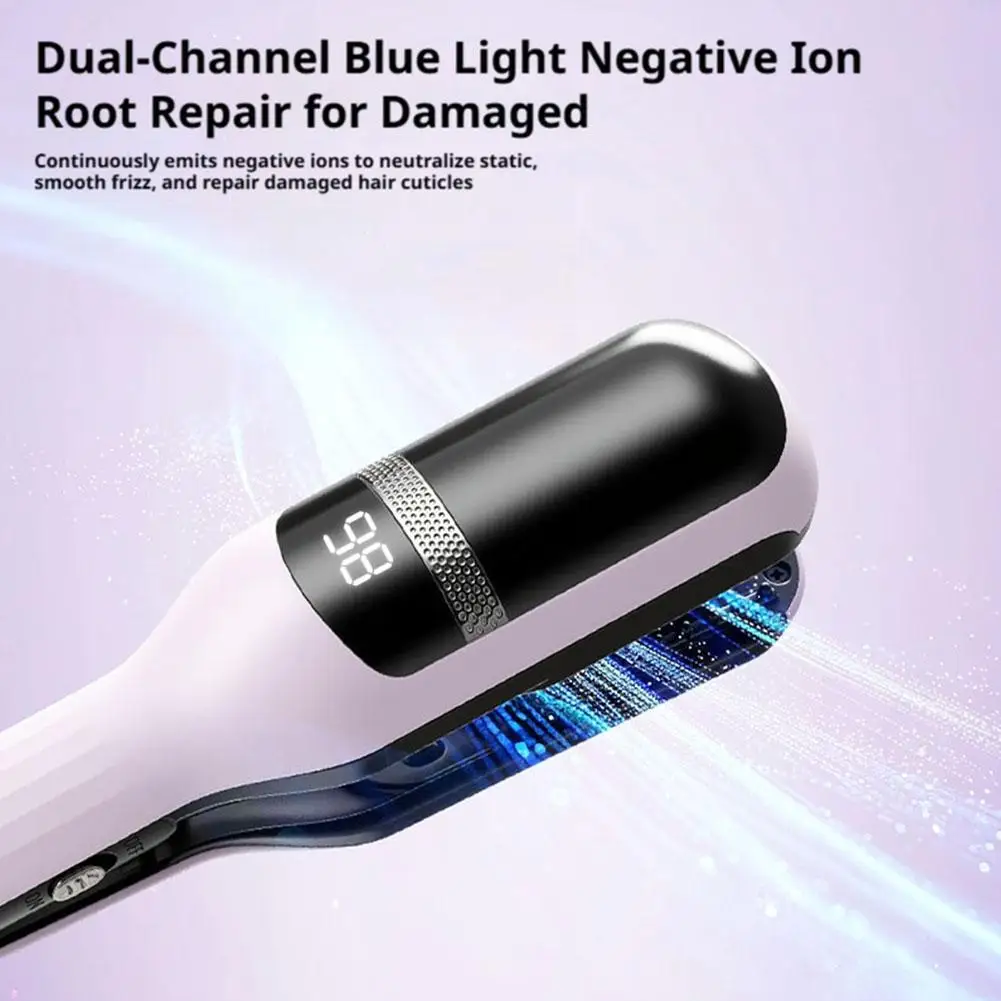 Portable Cordless Hair Straightener Comb Rechargeable Wireless Straightening Brush LCD Display Home Travel Hair Styling Device view 3