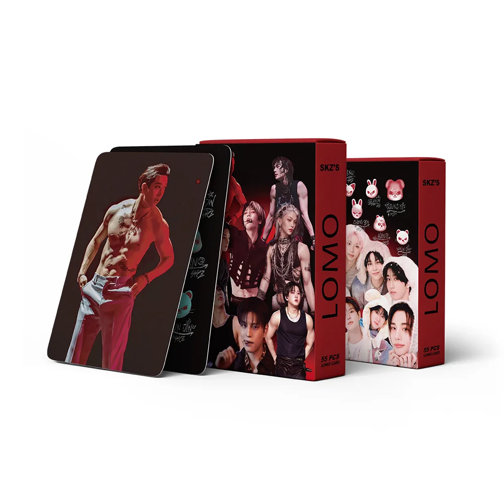 a New55PCS Kpop SKZ Boy Stickers Photocard HOLLOW New Album Korean Star Lomo Cards Photo Print Card Set Fans Collection Postcard