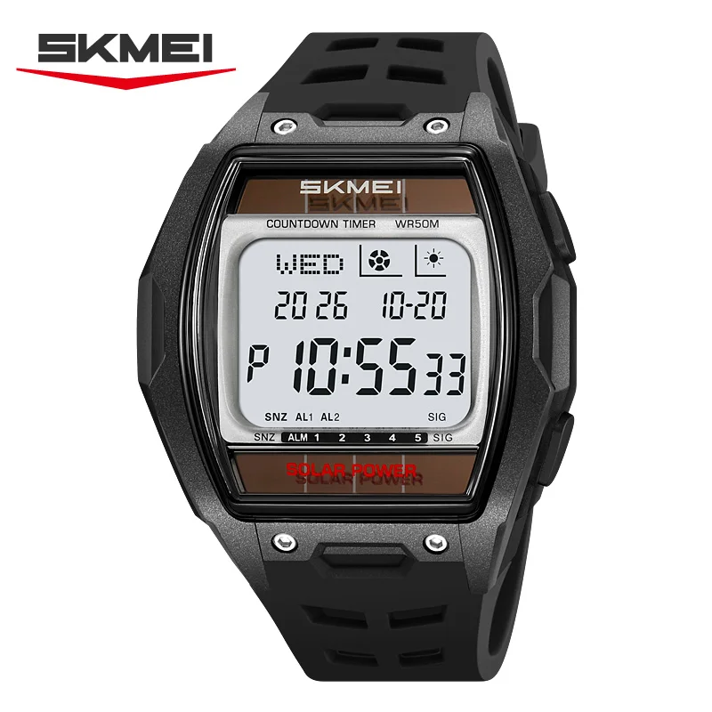 SKMEI 2750 Classic Solar Fashion Men's Electronic Watch Multi Functional Large Screen Night Light Calendar Outdoor Sports Watch
