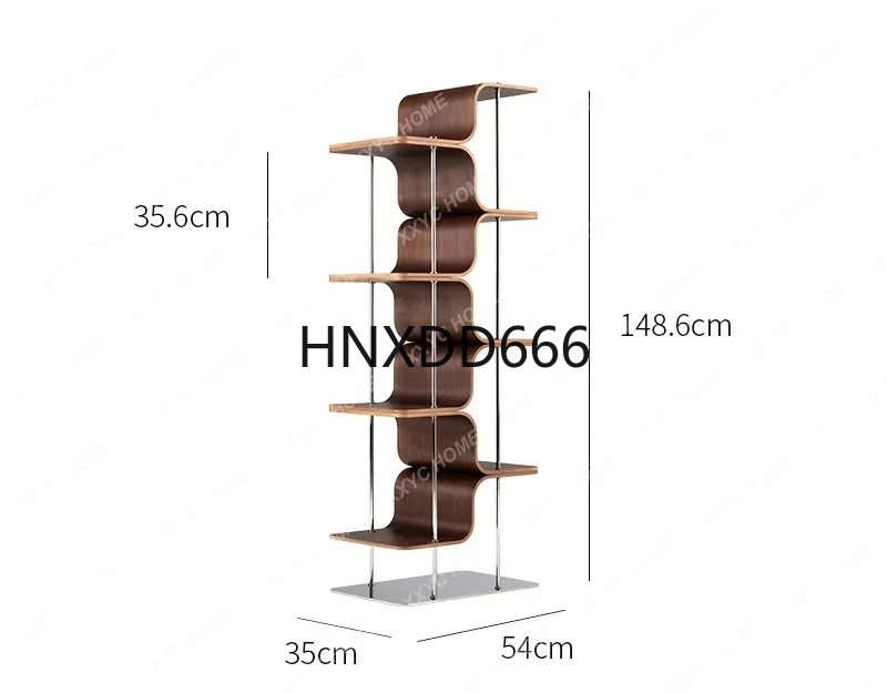 

Living room stainless steel solid wood simple bookshelf floor invisible display rack
