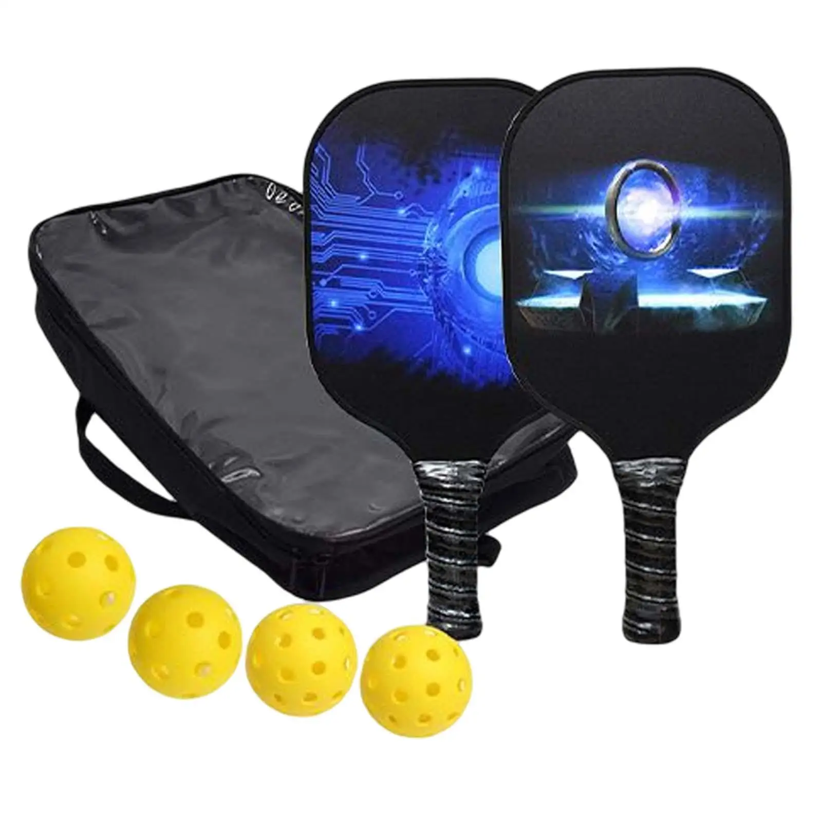 

Set of 2 Pickleball Paddles with 4 Balls and Portable Storage Bag Lightweight Comfort Grip Pickleball Rackets for Adults Kids