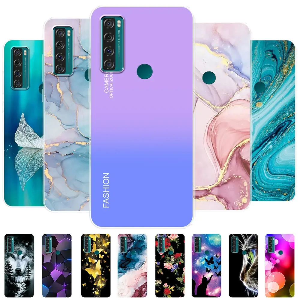 Für TCL 20 SE Fall 6,82 zoll Abdeckung Für TCL 20 SE Blume Transparent Silikon Weiche Telefon Fall Coque Stoßstange für TCL 20 SE Fundas