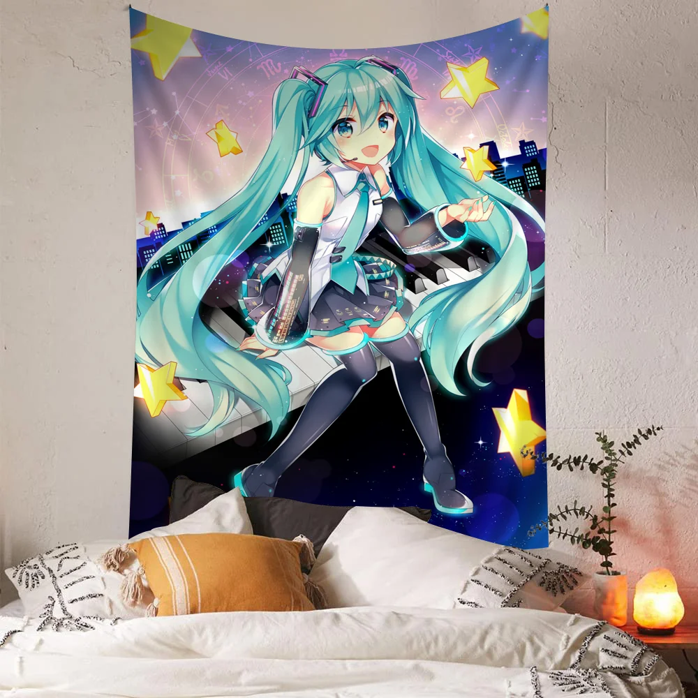 Anime Hatsunes M-Miku Cartoon Tapestry Art Science Fiction Room Home Decor Wall Hanging Home Decor