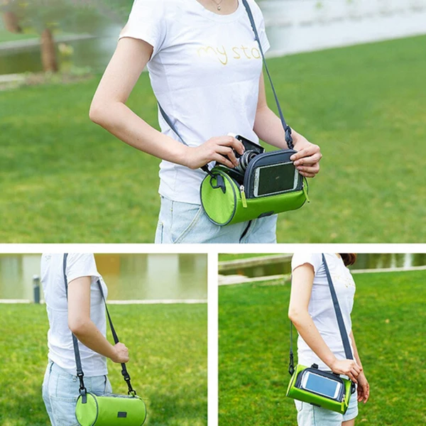 

Bike Frame Bag Green Water Resistant Mobile Phone Pocket Storage Compartment Multifunctional Bike Pocket Outdoor Riding