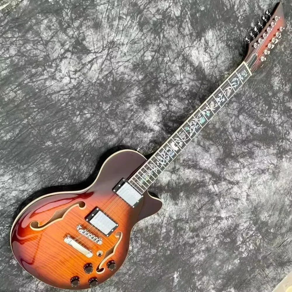 12-String F-hole semi-hollow body mahogany electric guitar mahogany fretboard pickup high-end sound quality smooth and stable