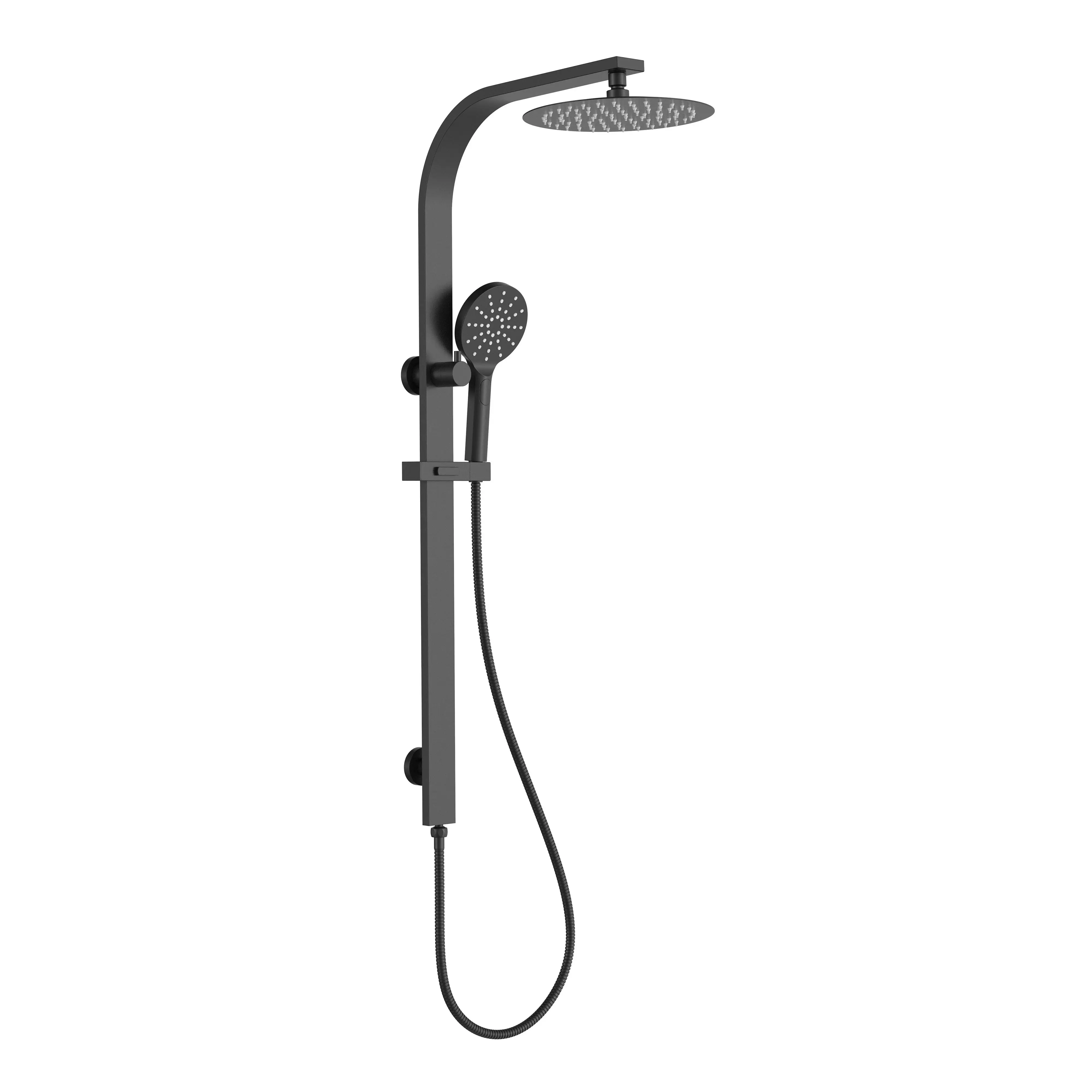 Luxury Rectangular Bathroom Brass Chrome Shower Column Set Polished Surface Thermostatic Faucets Multiple Soft Rain Massage Jet