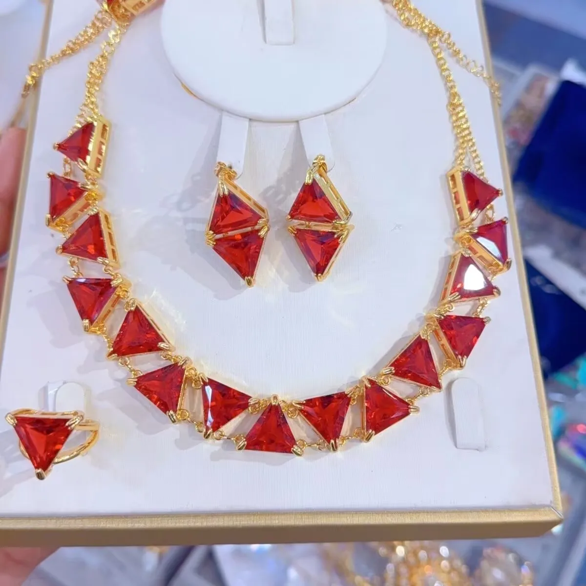 

24K Gold Plated Necklace Earrings Rings Bracelets Women's Gift Jewelry Set YY10655