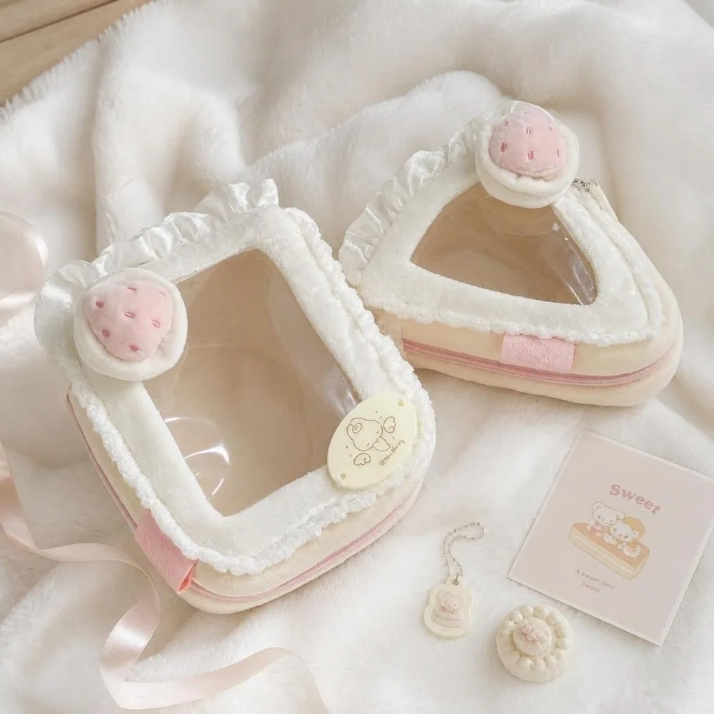 Cute Zipper Closure Doll Display Bag Portable Kawaii Strawberry Cake Bag Charming Sweet Coin Purse Gifts