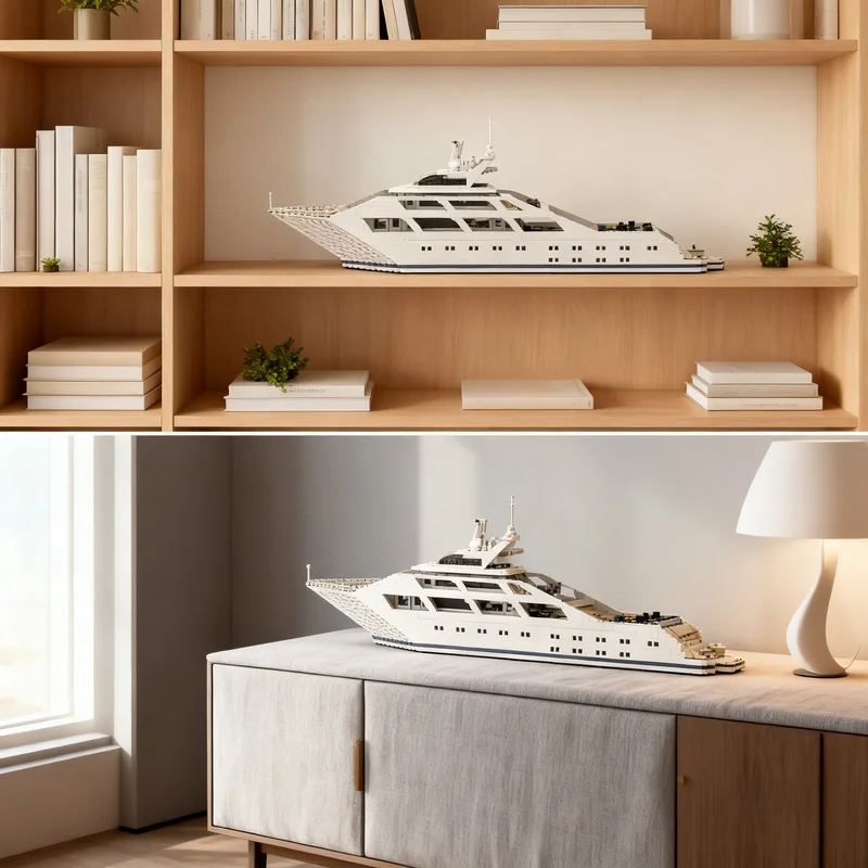 6297pcs MOC Boat Luxury Super Yacht In Minifigure Size Model Building Blocks Toy Creative Idea Craft Brick Collection Birthday