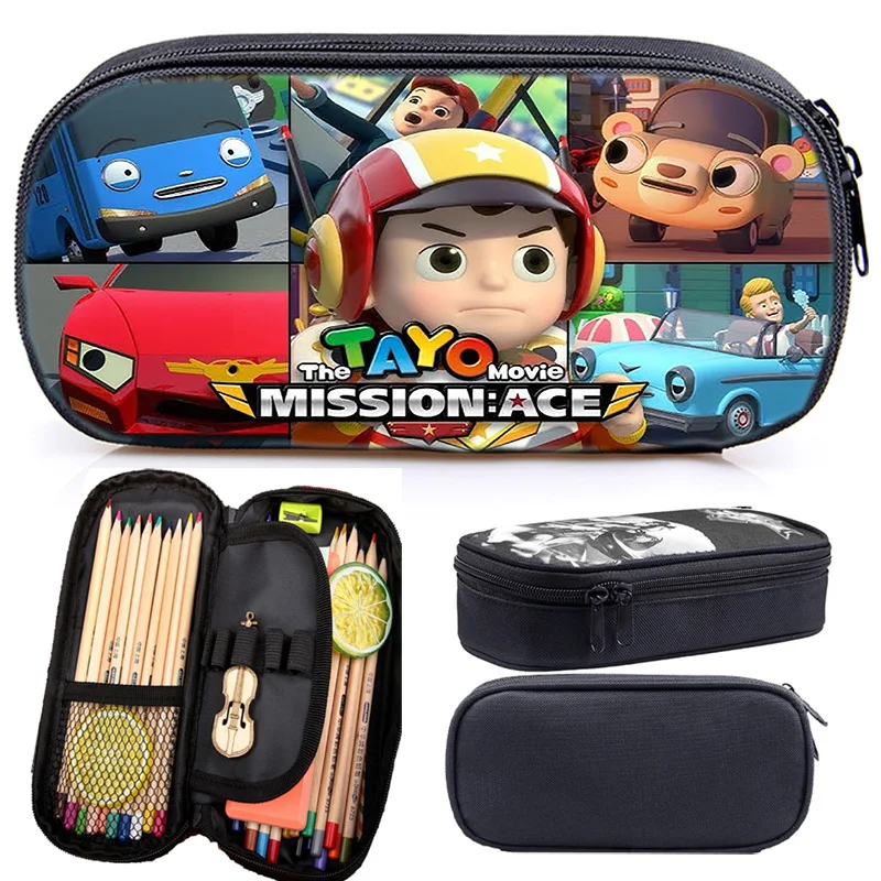 

Popular Tayo and Little Friends Car Pencial Case Student Pen Bag Hip Hop Cool Zipper Makeup Bag Mochila Necessary of School Bags