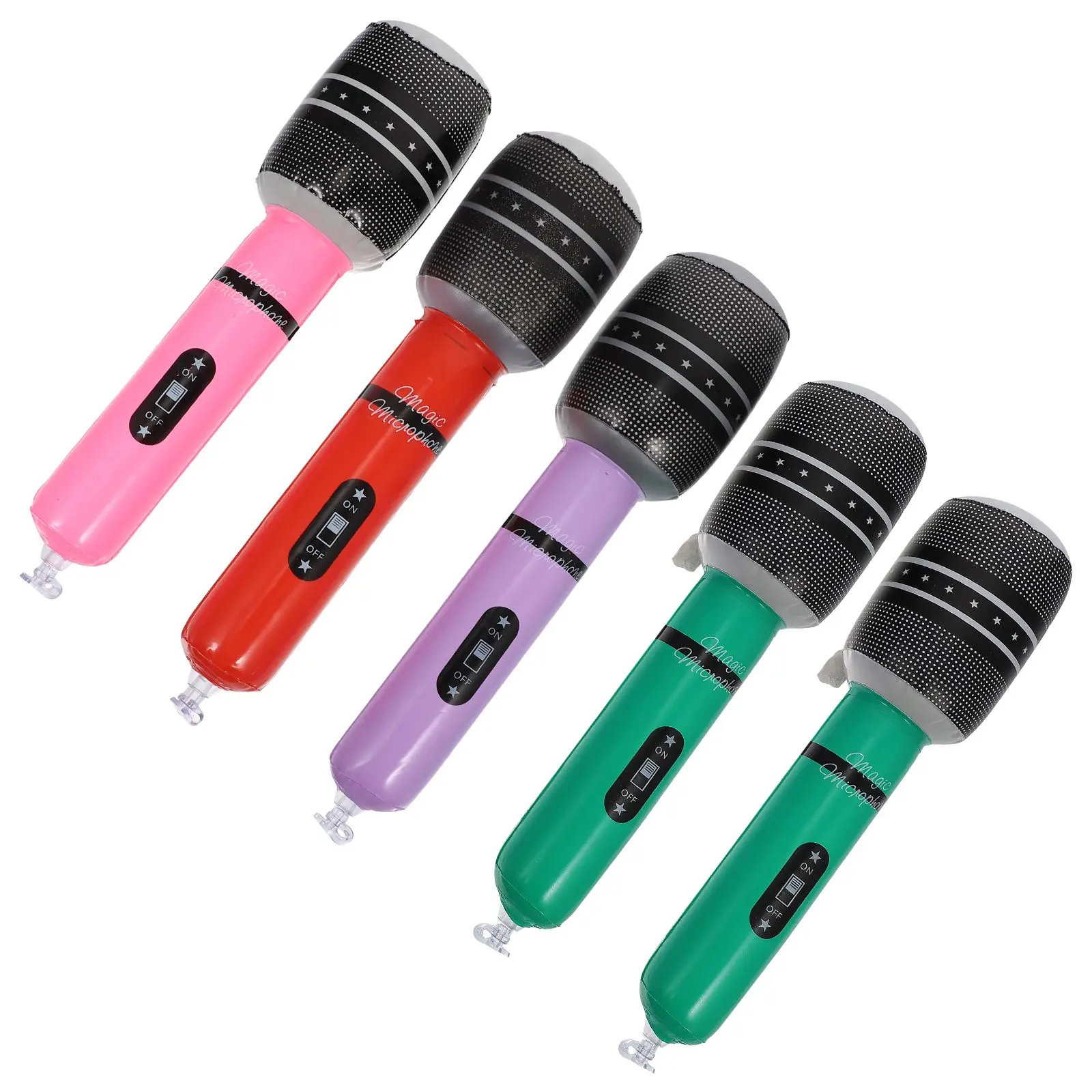 

5 Pcs Inflatable Microphone Props Kids Pretend High Quality PVC Blow up Mic Gift Plastic Party Decorations