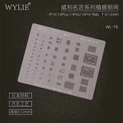 Wylie WL-16 BGA Reballing Stencil For iPhone 14/14 Plus/Pro Max A15 A16 Baseband CPU Nand USB Charger WiFi U2 Power PMIC IC Chip