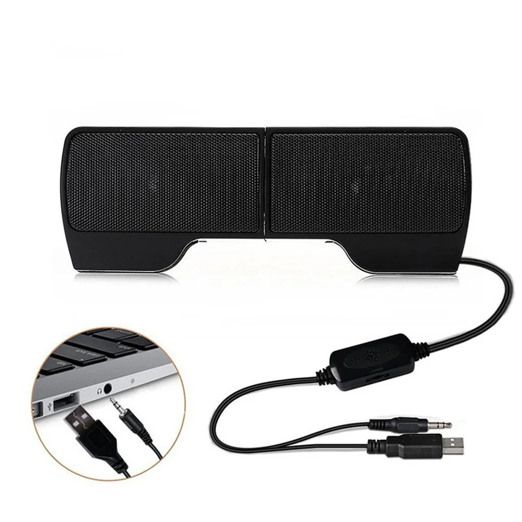 Portable Mini USB Stereo Speaker Notebook Laptop Computer PC Screen Clip-on Music Player Black