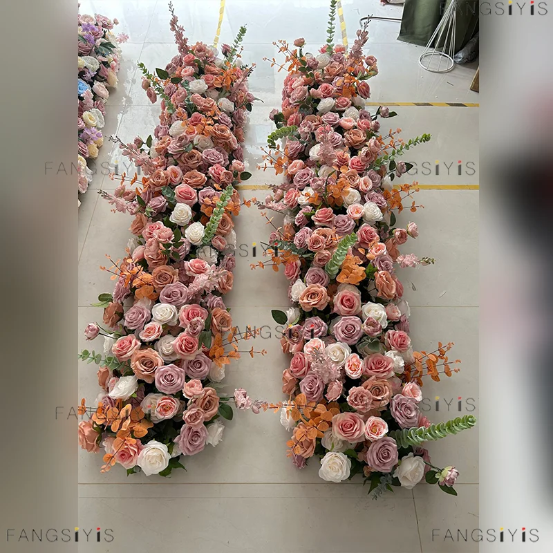 Weiße Rosen-Kirschblüten-Blumenreihe Dekoration Hochzeitshintergrund Bankett-Tischläufer Blumenarrangement Event-Bühne Schaufensterdekoration – Detail 7