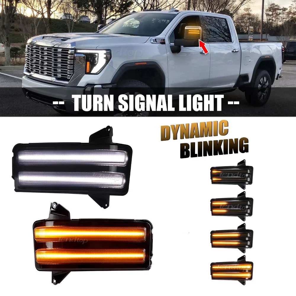 

Dynamic Switchback Side Mirror Marker Lights 2-Row LED Turn Signals & Running Light For Chevy Silverado GMC Sierra 2500 3500