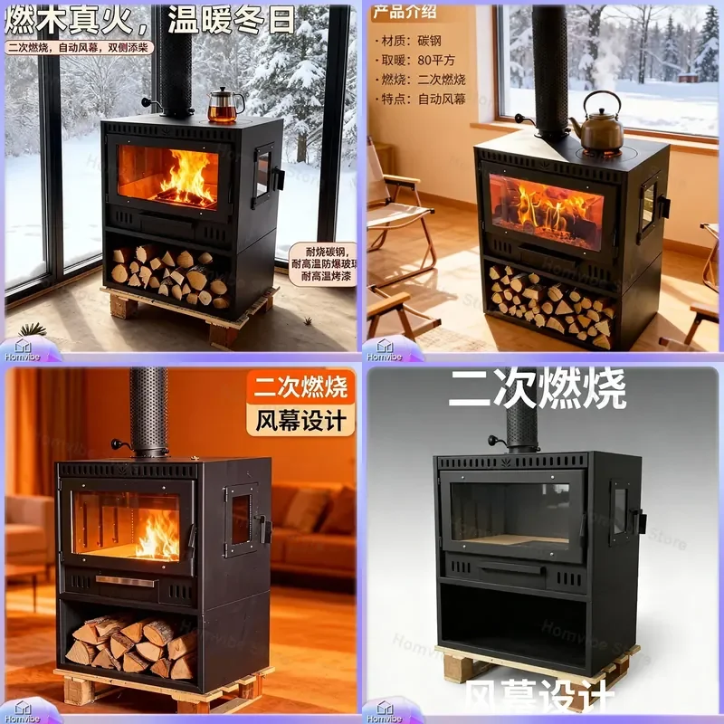 for Real Fire Fireplace Burning Wood Heating Stove Villa Home Interior Rural Decoration European Style