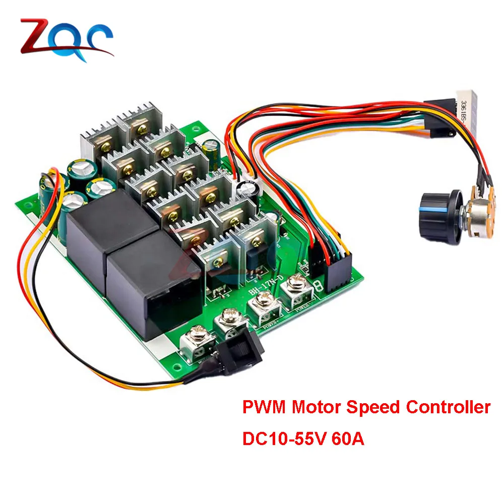 DC 10-55V DC Motor Speed Controller 60A PWM Controller forward reversal 0~100% adjustable RC Reverse Control Switch