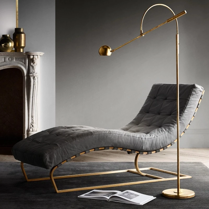 Living room home single leisure recliner, Italian light luxury full leather leisure chair