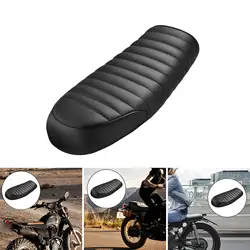 Black Motorcycle Flat Brat Seat Saddle Cushion for Cafe Racer