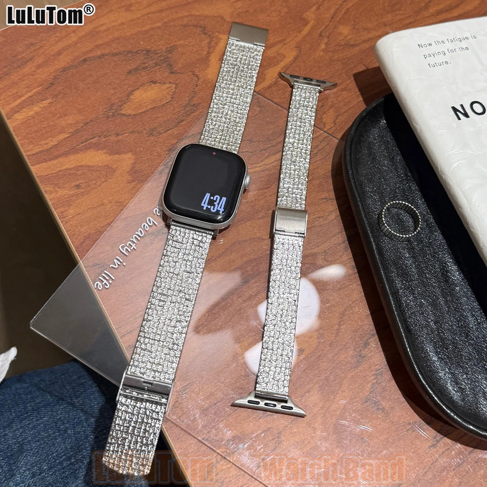 

Diamond-Patterned Stainless Steel Strap for Apple Iwatch Series 11 10 9 8 7 6 5 4 SE Ultra Watch Band 38 40 41 42 44 45 46 49 mm