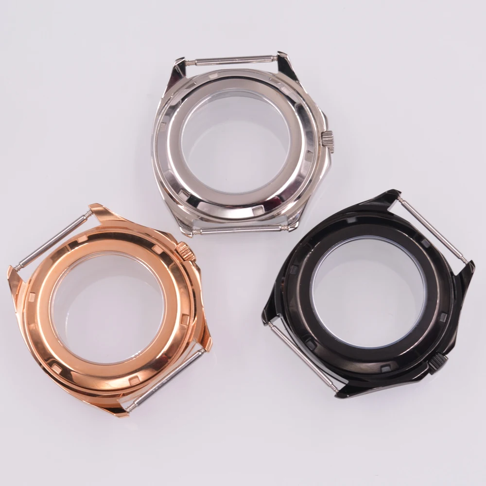 40mm Watch Case Sapphire Glass Silver/Rose Gold/PVD Black Fit NH34 NH35 NH36 PT5000 ETA2824 ST2130 Movement