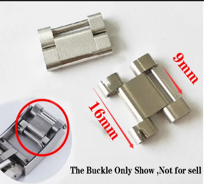 304L Steel Silver 16mm*9mm Connector Spare Links End Parts For Watch Band Accessories