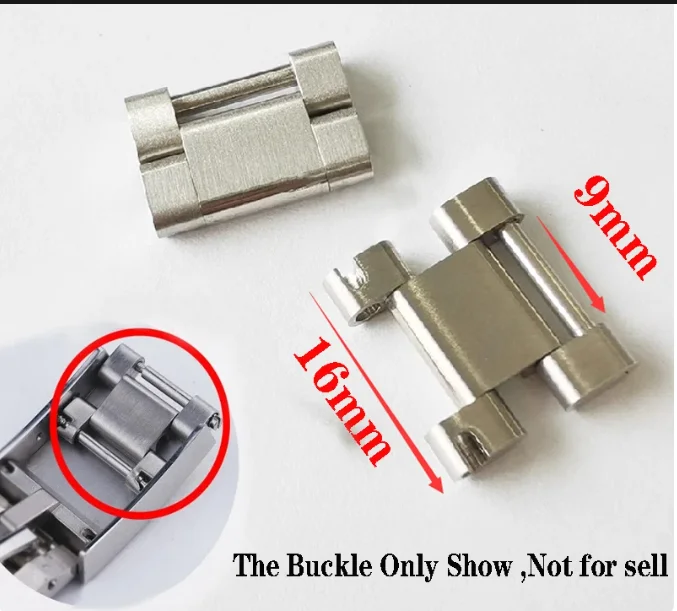시계 밴드 액세서리용 커넥터 예비 링크 엔드 부품, 304L 스틸 실버, 16mm * 9mm