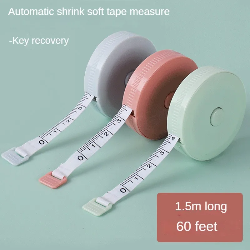 3pcs/set press recycling soft tape measure, 1.5m compact and portable macaron air volume gauge, measure anything, kawaii ruler