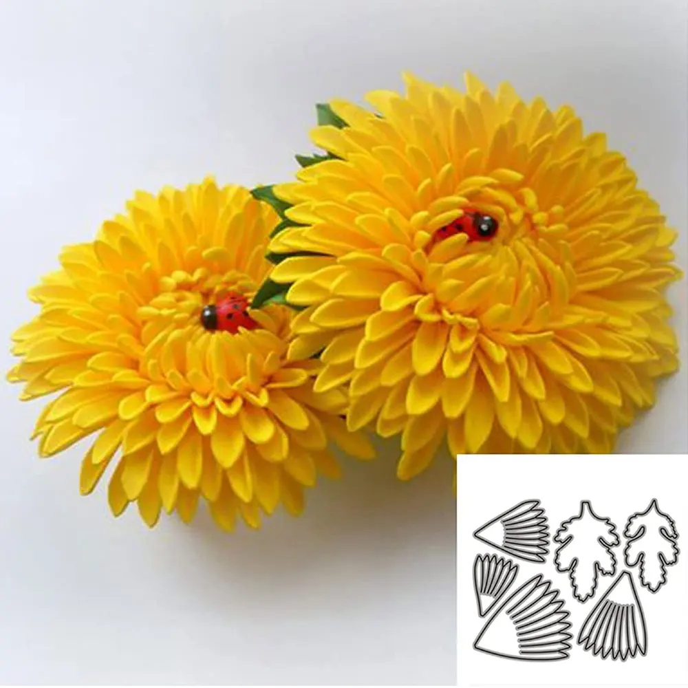 1Pc Metal Cutting Dies Cut Die Mold Chrysanthemum Petal Metal Dies Scrapbook Carbon Punch Knife Paper Craft Mould Stencils Mold