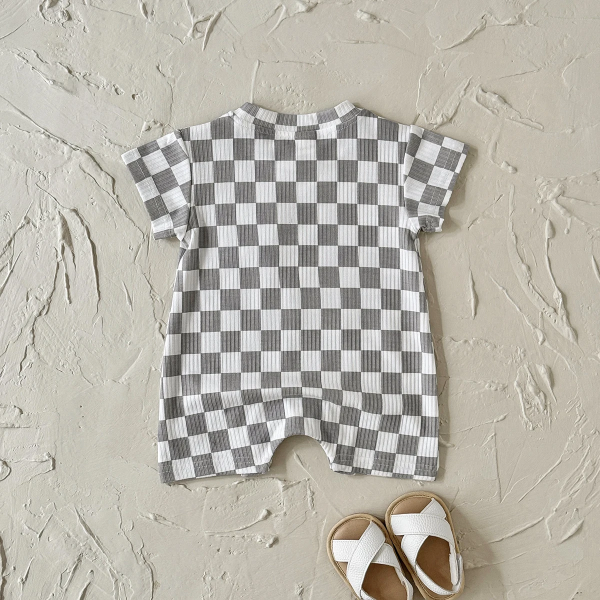 Summer Baby Casual Shorts Sets Toddler Short Sleeve Checkerboard Print Tops and Shorts Infant Outerwear Clothes Sets 0-18M