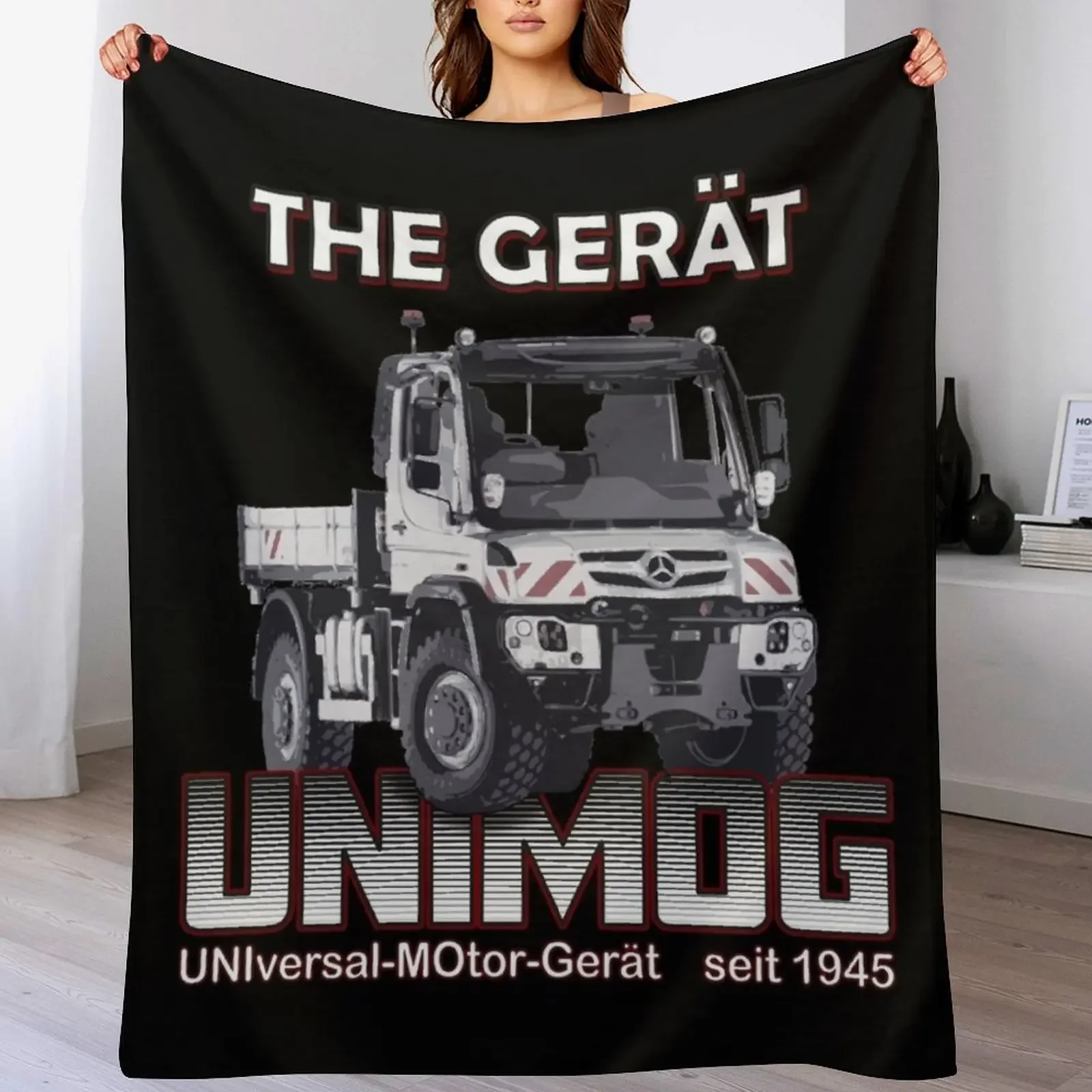 THE GREAT UNIMOG 530 (UNIversal-MOtor-Ger?t) - on black Throw Blanket All Weather Soft Throw Blanket for Sofa