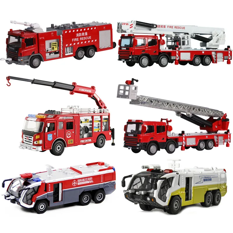 1:50 Alloy Fire Truck Model Simulation Children's Fire Engine Toy Gift Non-Radio Controlled Transportation Vehicle Toy Ornaments