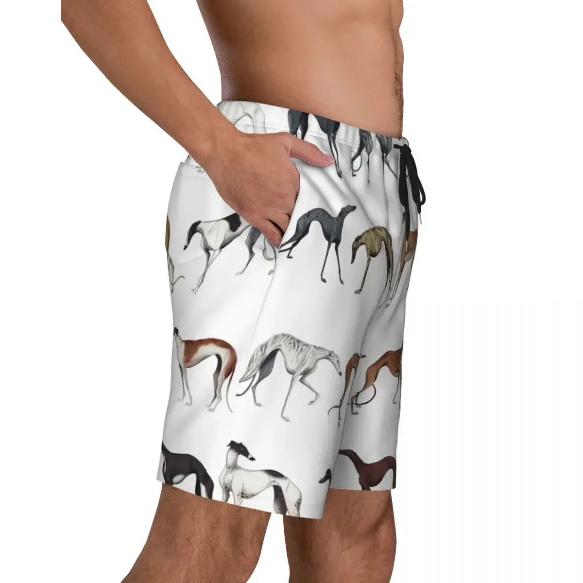 Bonito Whippet Sighthound Dog Men Swim Trunks Swimwear Quick Dry Beach Board Shorts Greyhound Hound Swimming Boardshorts