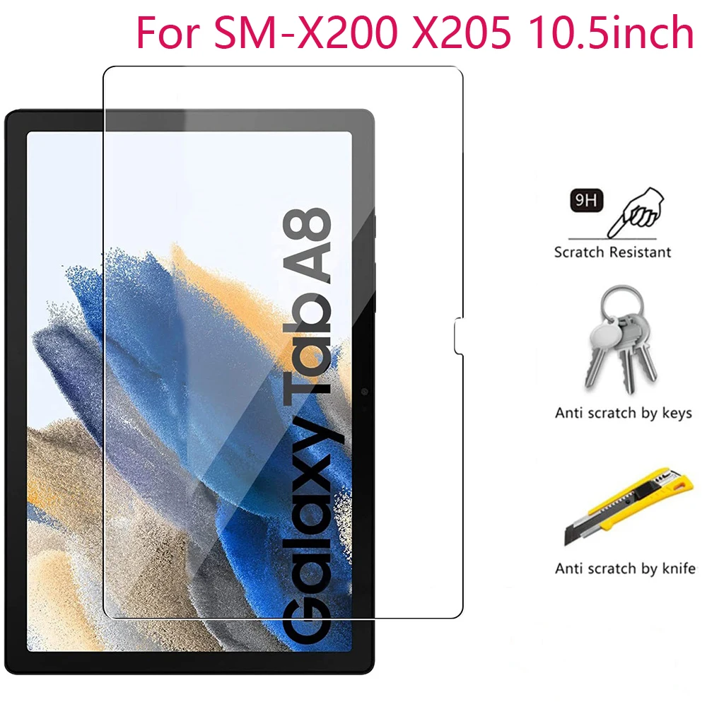 Para Samsung Galaxy Tab A8 10,5 pulgadas X200 X205 2021 Protector de pantalla de vidrio templado para SM-X200 SM-X205 Tablet película protectora 10,5"