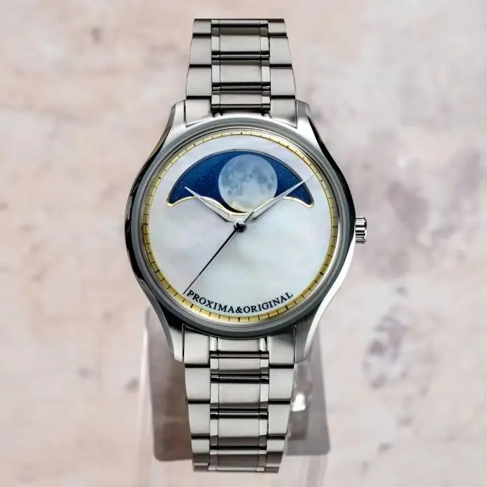 

Proxima Men Automatic Watch Moon Phase Mechanical Wristwatch 50m Waterproof Luminous MOP Dial Sapphire Mirror SW200+PR174