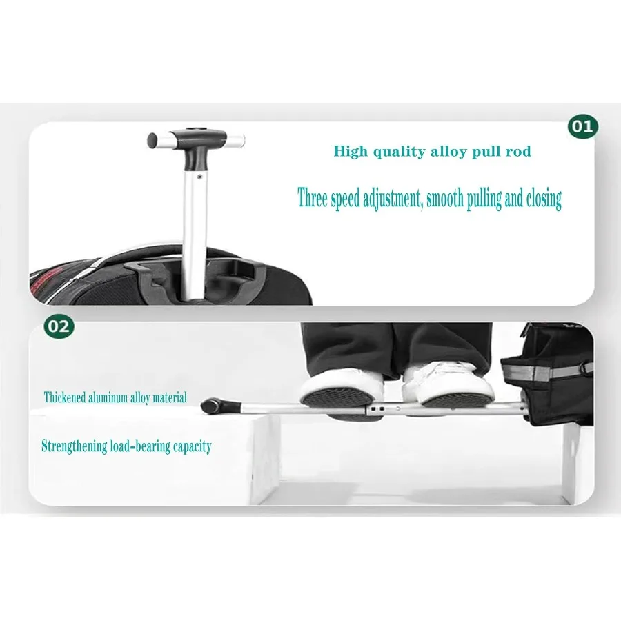 حقيبة ظهر عالية الجودة للسفر للبالغين مقاس 22 بوصة للكمبيوتر المحمول مع عجلات كبيرة حقيبة ظهر دوارة مقاومة للماء بعجلات #3