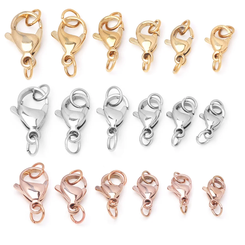 

30Pcs/Lot 304 Stainless Steel Lobster Clasps Claw Clasp Jump Ring Connector for Bracelet Necklace Finding Jewelry Making Finding